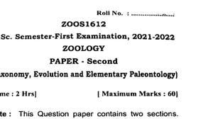 Zoology Taxonomy Evolution And Elementary Paleontology SSJU old Paper